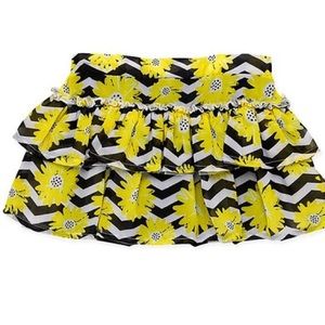 Yellow Daisy & Black Chevron Floral Skort